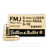 9mm Luger S&B Subsonic 150gr/9,7g - FMJ